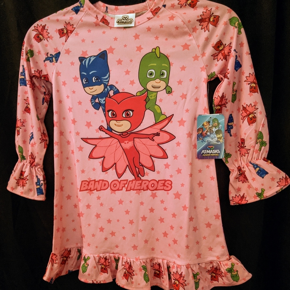 Intimo PJ Masks Girls Gekko, Catboy, Owlette Characters Sleep Pajama Nightgown.